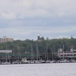 Dawn caught this church's gold dome gleaming in the sun like another kind of lighthouse