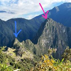 blue: Machu Picchu. Pink: Huayna Picchu
