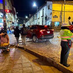 the policemen wistle at every car