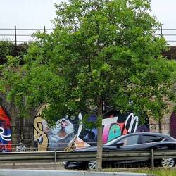 Wall-Poctures an den Bögen der Bahn