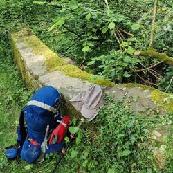 Lunch on a bridge parapet. Just the sort Dave Fox would use to push his flask over!