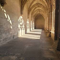 The cloister in Los Arcos I love how the arch inserts were carved