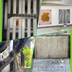 Top - well taken care of mausoleum; Bottom - abandon grave with Chinese and Spanish writing
