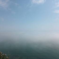 Could hear foghorns blasting all day but could see nothing on one of worlds busiest sea routes