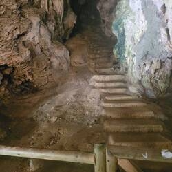 Stairs further up into cave. Not publicly accessible.
