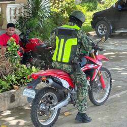 Part of our police escort for the day