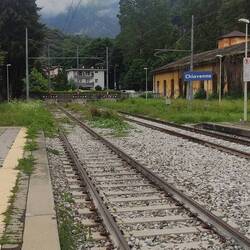 Die nostalgische Gleisanlage im Kopfbahnhof Chiavenna