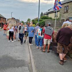 Supporters gatheting for annual Wheel barrow race
