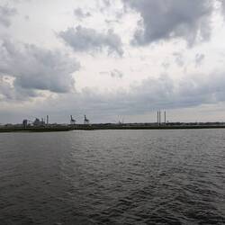 Amelia Island is home to a pulp mill and a fishing fleet, so it has an industrial skyline.