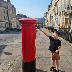 Tommy posting a postcard to his bff. I wonder if it will make it back to Australia before we do?