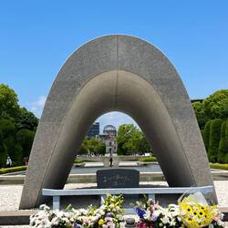 The names of those who died are in the vault below the arch