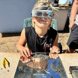 Checking out his loot