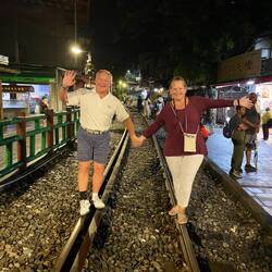 Standing on active train tracks - luckily the train had just passed by