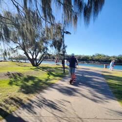 Quick scooter down to the rock entrance