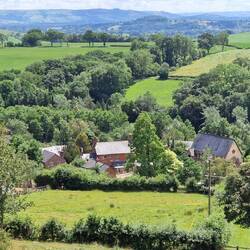 View over Nantmawr and beyond from hillside bench