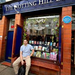 Justin in front of the famous Notting Hill Bookshop