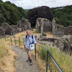 Okehampton Castle; View down from the Motte