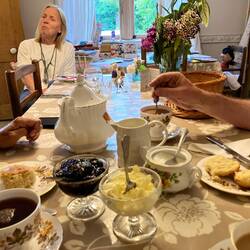 Scones and tea at Caron Cooper's Fosse Farmhouse, setting of a hit anime TV series Kinmoza
