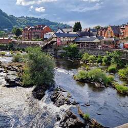 River Dee and Llangollen heritage railway from river bridge