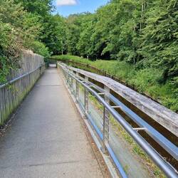 Impressed to see a ramp suitable for wheelchairs from bridge over eastern arm of Llangollen canal