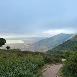 This paved road goes for kilometers.