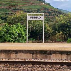 Pinhao train station sign