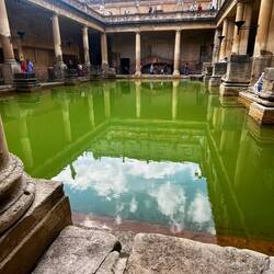 The green water is from the algea but back in the day it had a roof which would have kept it clear