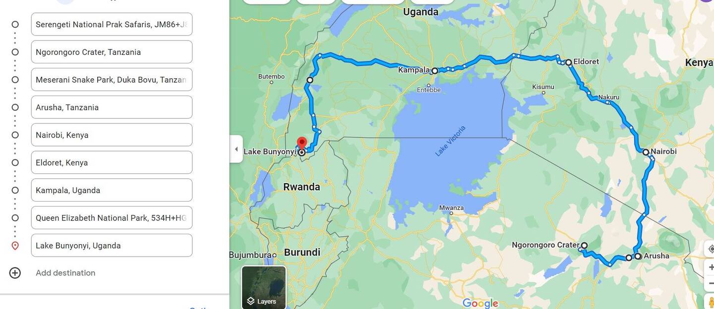 Border crossing included drive from Arusha to Nairobi