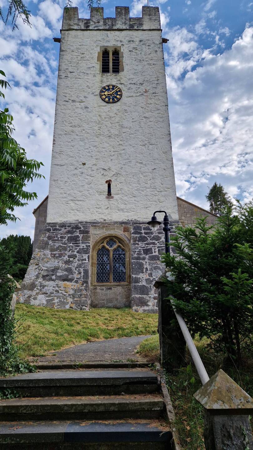 Tower of St.Stephen's church Bodfari is rather imposing from the Lychgate