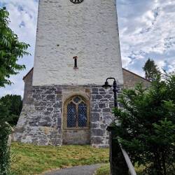 Tower of St.Stephen's church Bodfari is rather imposing from the Lychgate