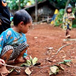 Die getötete Schlange wird begutachtet