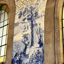 Azulejos Depict the Douro River Wine Production