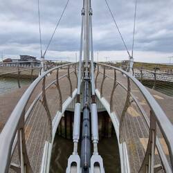Pont y Ddraig / Dragon's Bridge in Rhyl over Afon Clwyd river lifting mechanism detail