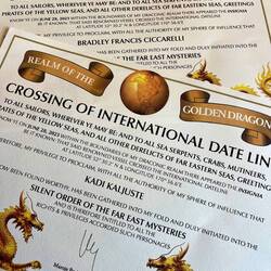 Certified that we've crossed the International Date Line