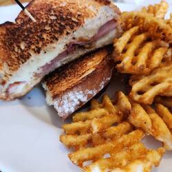 Grilled cheese and waffle fries