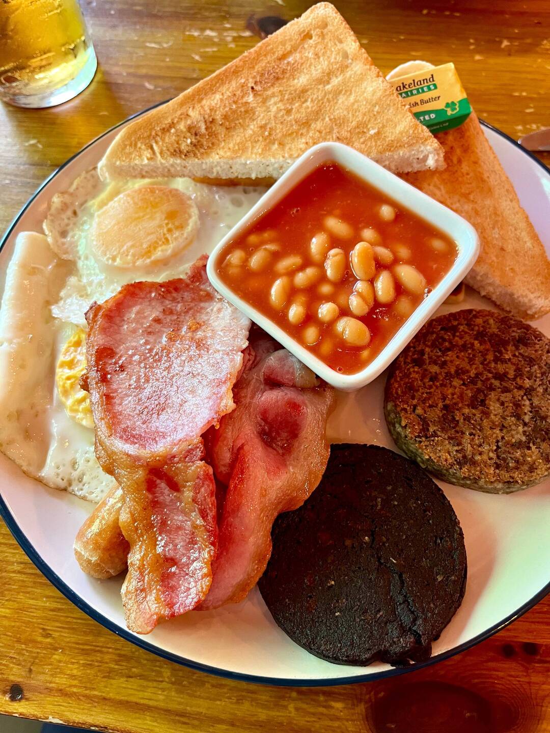 Scottish breakfast ft beans, haggis, and black pudding