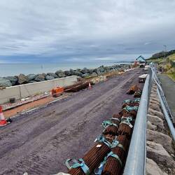 Rebar ready for use in Coastal sea defence works east of Colwyn Bay