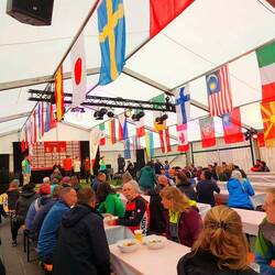 Marathon pasta dinner and welcome... We didn't understand any of the German