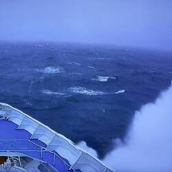 Rough day at sea aboard Insignia in the North Pacific.