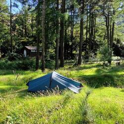My pitch in the garden of YHA Idwal cottage