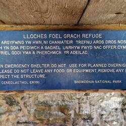 Foel Grach shelter instructions