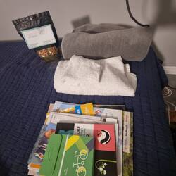 Ron's gifts waiting for me!