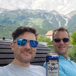 Enjoying the loungers in a park