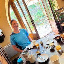 Petit-dejeuner at Auberge Sombral.