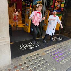 The employees put on a show of the front of the shop