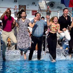 Taking the plunge — Aboard Insignia in Astoria, OR.
