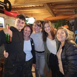 At our farewell party with Mauro, his mom and aunt