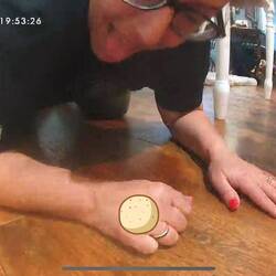 Laura looking at dog food camera saying hi to use while they were partying and we were in Egypt