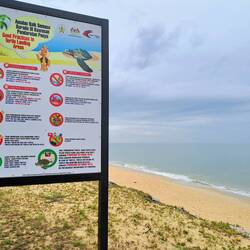 An der ganzen Ostküste gibt es Hinweisschilder über Schildkröten