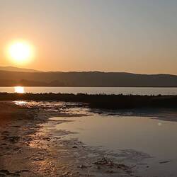 Alba del 18 luglio sulla Laguna di Voidokilia